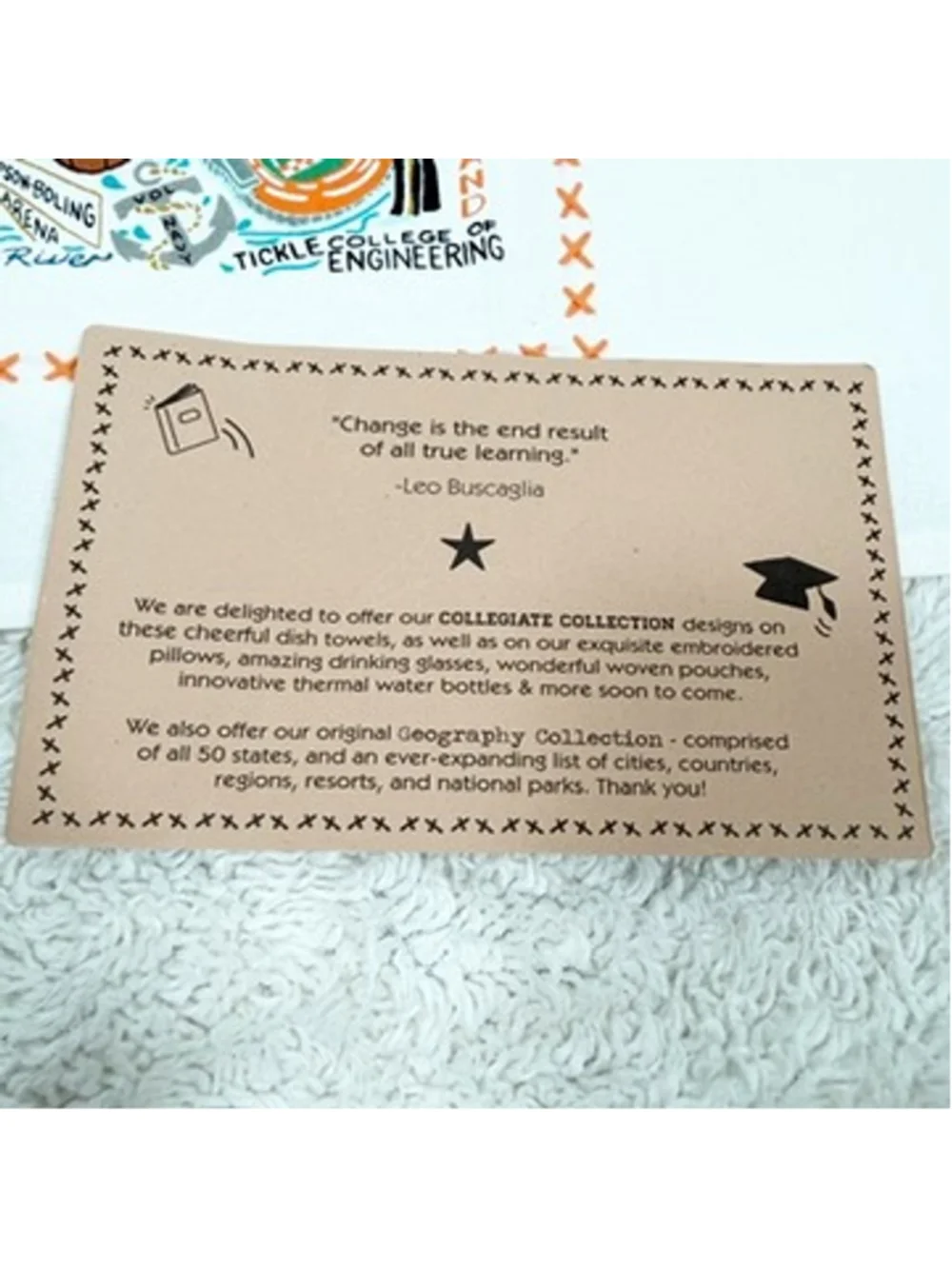 Catstudio UT Tennessee Volunteers Tea Towel Embroidered Cotton Dish Towel NEW